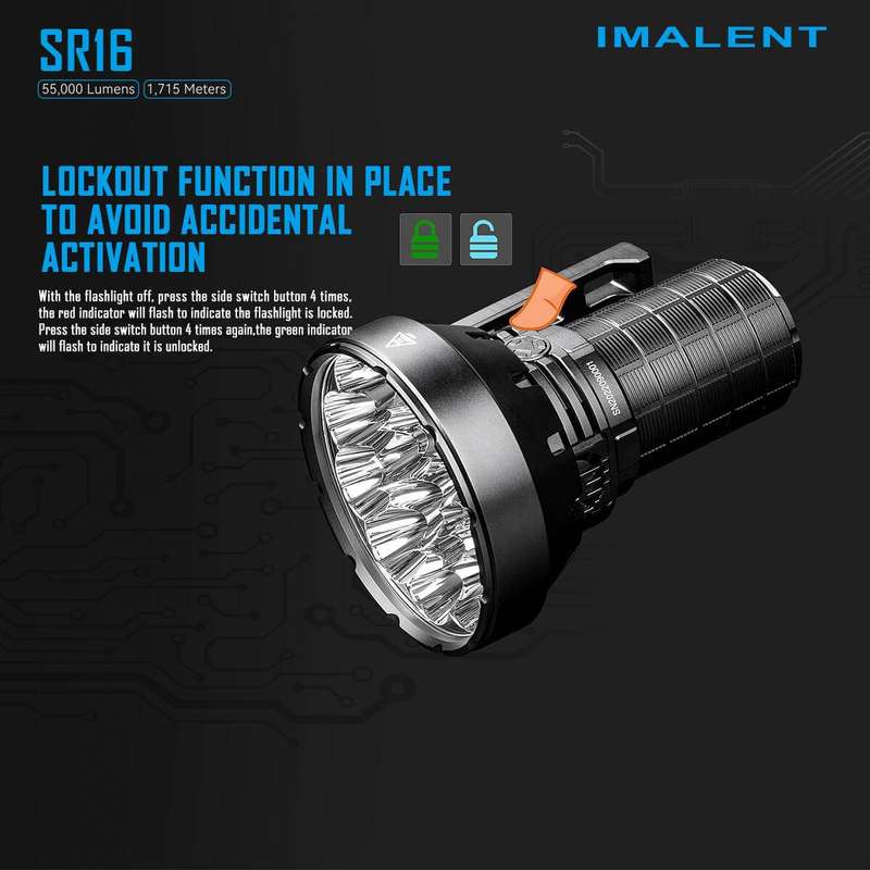 Imalent SR16 55000LM 1715m Rechargeable Tactical Flashlight