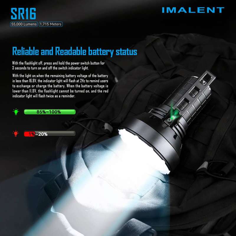 Imalent SR16 55000LM 1715m Rechargeable Tactical Flashlight
