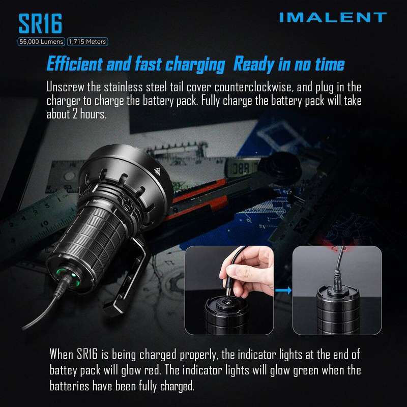 Imalent SR16 55000LM 1715m Rechargeable Tactical Flashlight