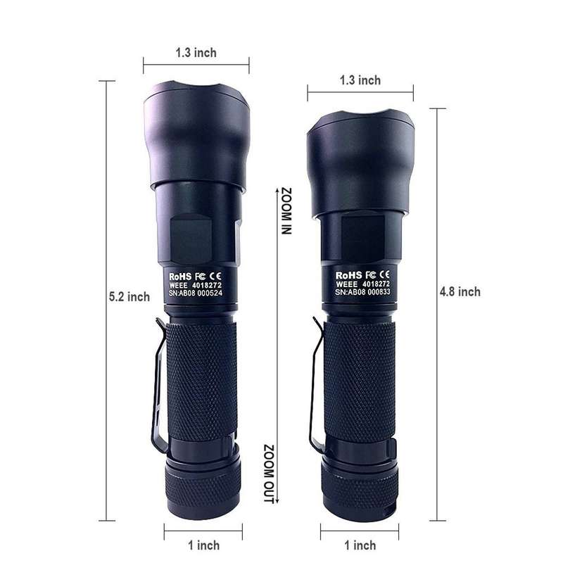 WOWtac A3S 1000 Lumen 277m Throw Rechargeable Zoomable LED Flashlight Black