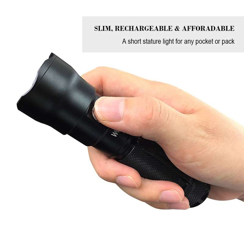 WOWtac A3S 1000 Lumen 277m Throw Rechargeable Zoomable LED Flashlight Black
