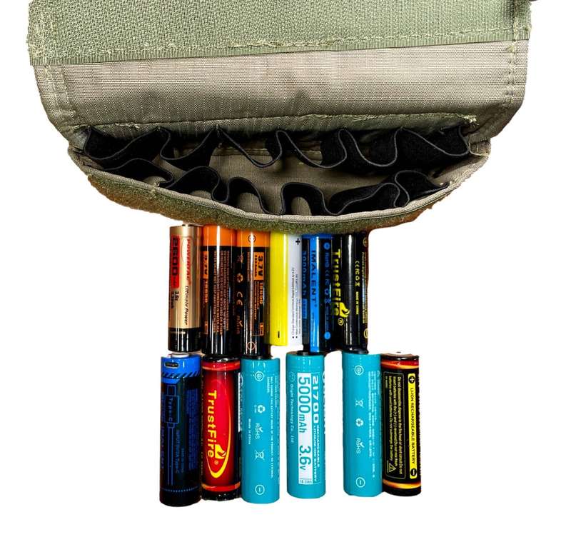 TorchSA EDC Battery Pouch for 12 Batteries 18650 21700 Compatible Velcro