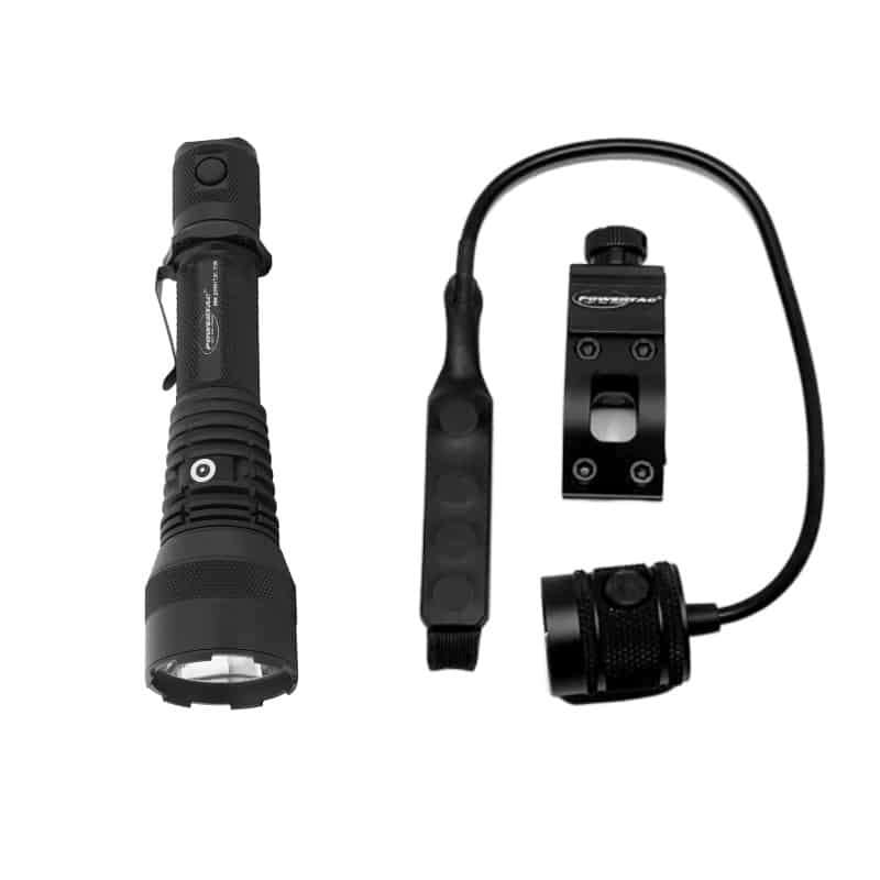 Powertac Huntsman XLT Kit 1200 Lumen 1000m Throw Rechargeable Tactical Flashlight