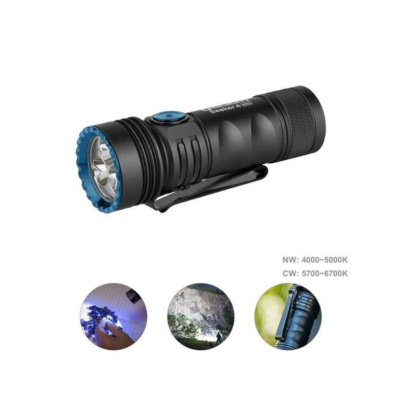 Olight Seeker 4 Mini with UV 1200 Lumen 120m Throw CW/NW EDC Flashlight