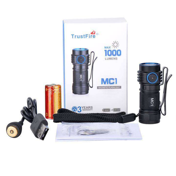 TrustFire MC1 EDC Flashlight - 1000 Lumens, 129m Throw, Rechargeable Mini Torch