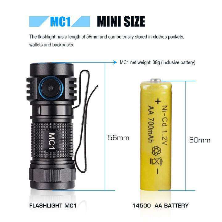 TrustFire MC1 EDC Flashlight - 1000 Lumens, 129m Throw, Rechargeable Mini Torch