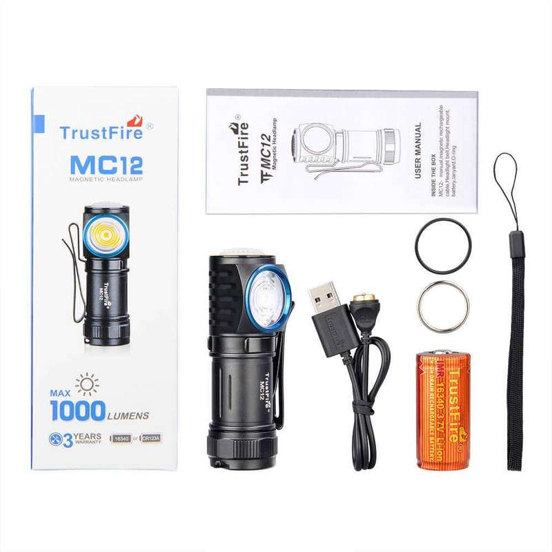 TrustFire MC12 1000lm, 105m Throw Rechargeable