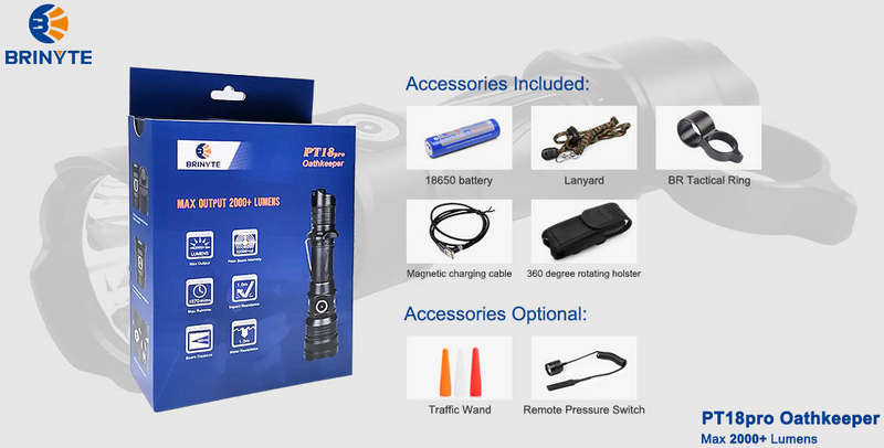 END OF RANGE Brinyte PT18pro Oathkeeper 2000 Lumen 360m Throw Rechargeable Tactical Light