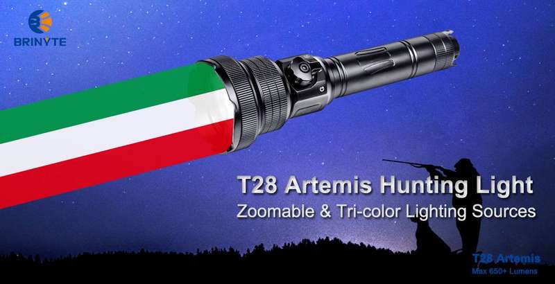 Brinyte T28 Artemis 650lm 525m Throw Flashlight for Hunting