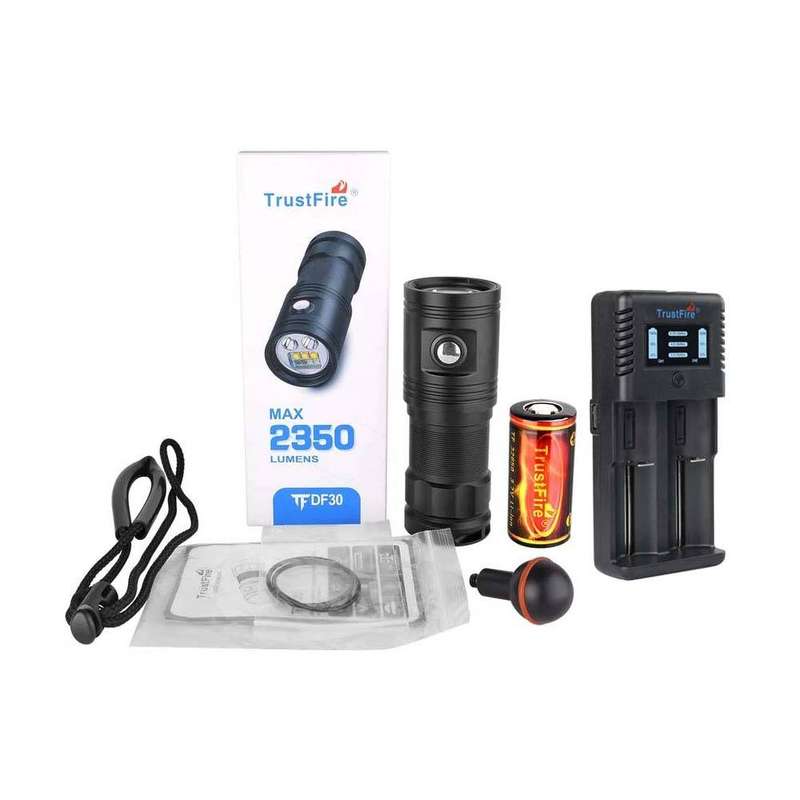 TrustFire DF30 2350 Lumen 101m SET with Charger Diving Photo Video Light