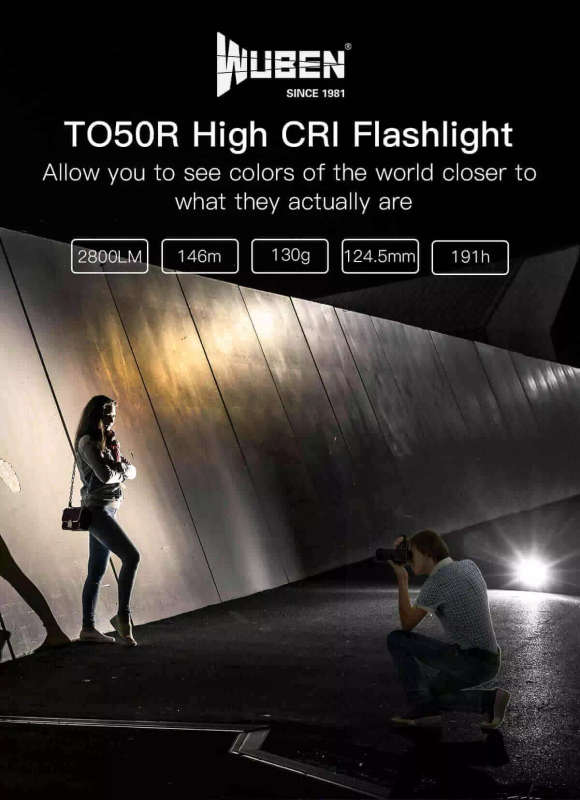 WUBEN TO50R 2800lm 146m High CRI EDC Flashlight