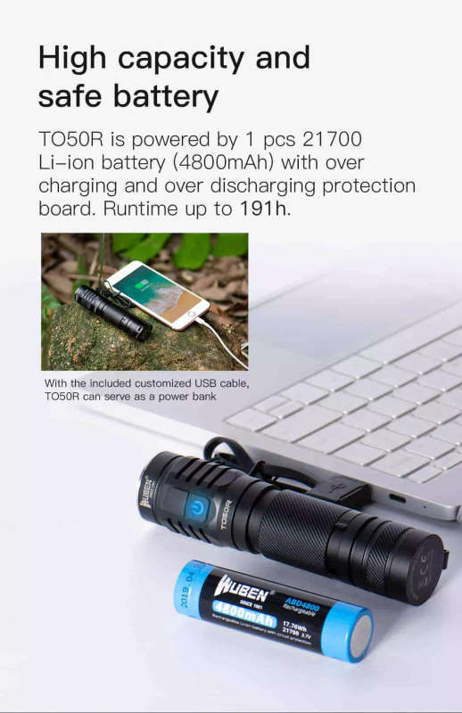 WUBEN TO50R 2800lm 146m High CRI EDC Flashlight