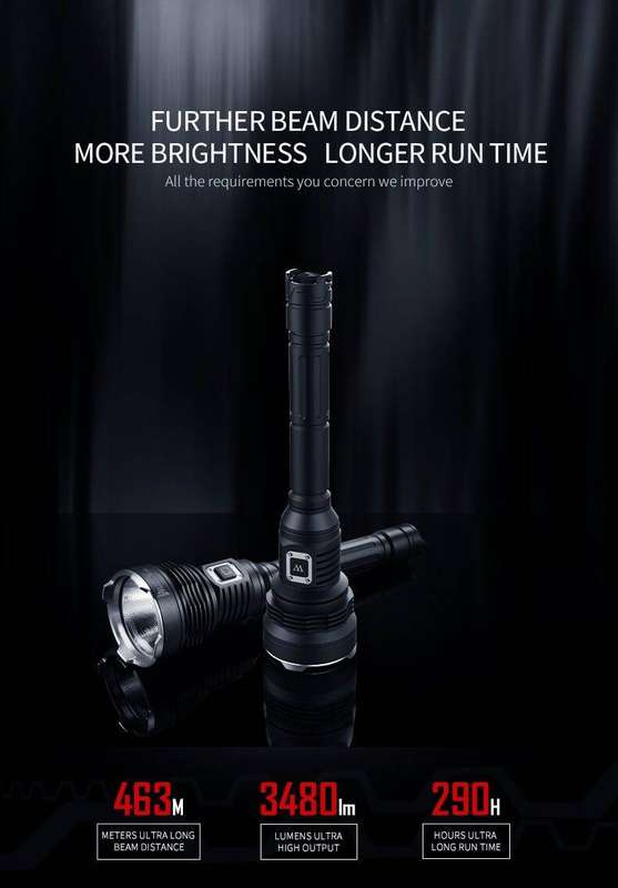 WUBEN T101 Pro 3500 Lumen 500m Throw Rechargeable Tactical Flashlight Black
