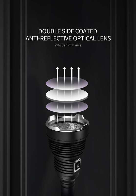WUBEN T101 Pro 3500 Lumen 500m Throw Rechargeable Tactical Flashlight Black