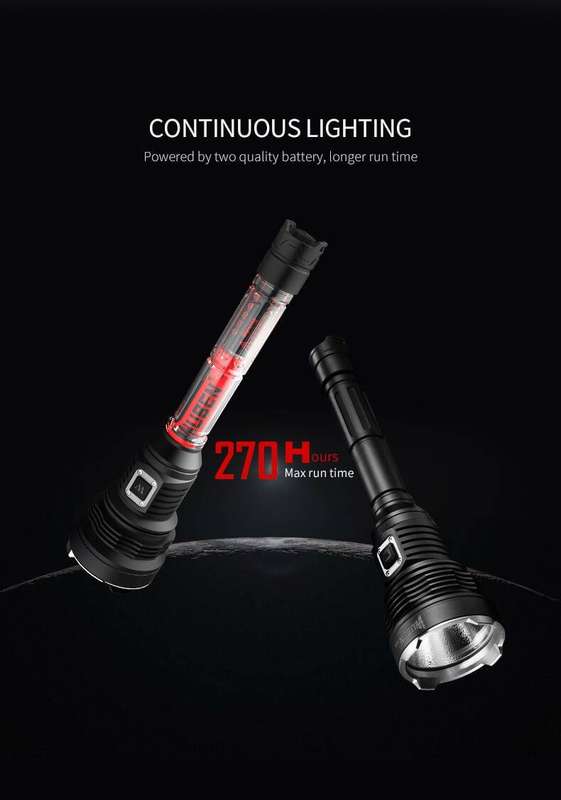 WUBEN T101 Pro 3500 Lumen 500m Throw Rechargeable Tactical Flashlight Black