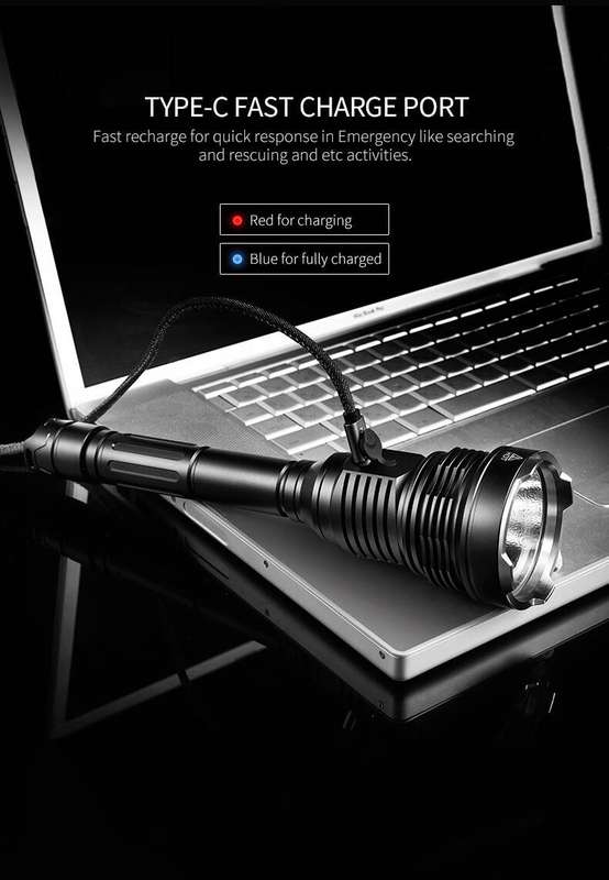 WUBEN T101 Pro 3500 Lumen 500m Throw Rechargeable Tactical Flashlight Black