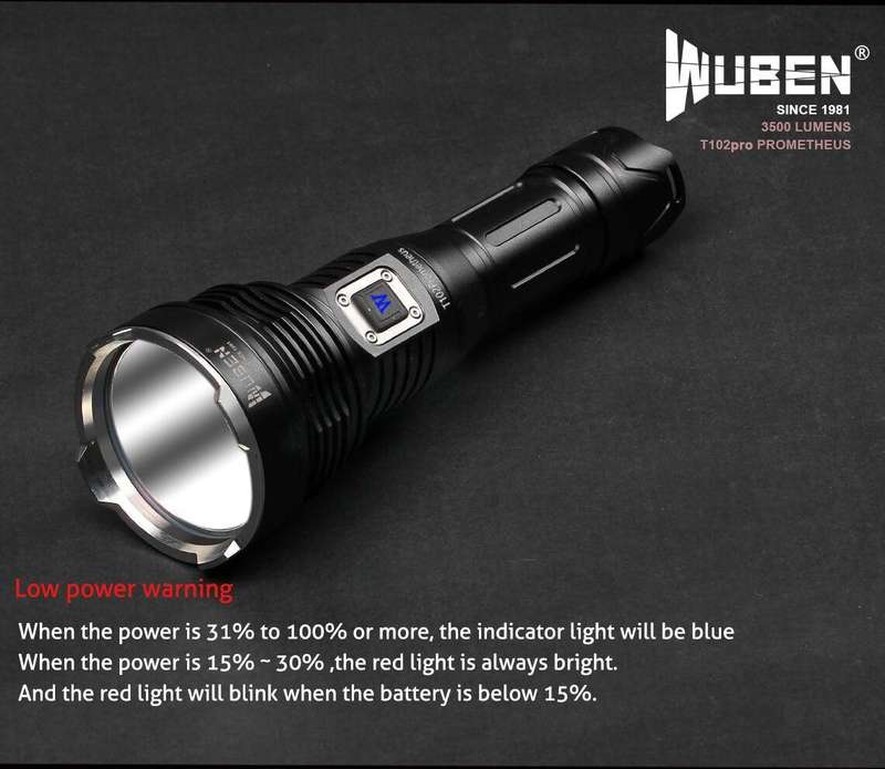WUBEN T102 Pro 3500 Lumen 500m Throw Rechargeable Tactical Flashlight