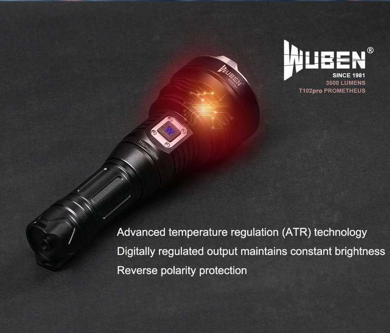 WUBEN T102 Pro 3500 Lumen 500m Throw Rechargeable Tactical Flashlight