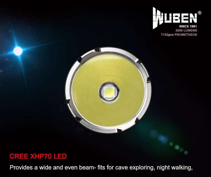 WUBEN T102 Pro 3500 Lumen 500m Throw Rechargeable Tactical Flashlight