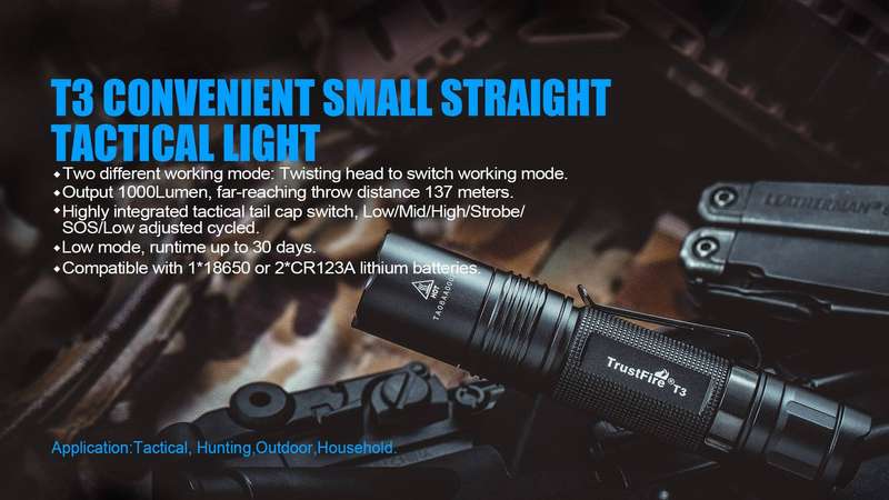 TrustFire T3 1000 Lumens Tactical Flashlight with 137m Throw