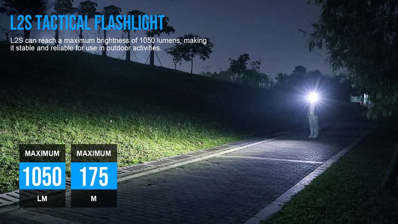 TrustFire L2S 1050 Lumens Tactical Flashlight with 175m Throw