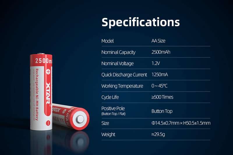 XTAR AA Ni-MH 2500mAh Battery