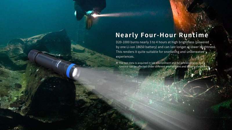 XTAR D20 1000 lumen Dive Light
