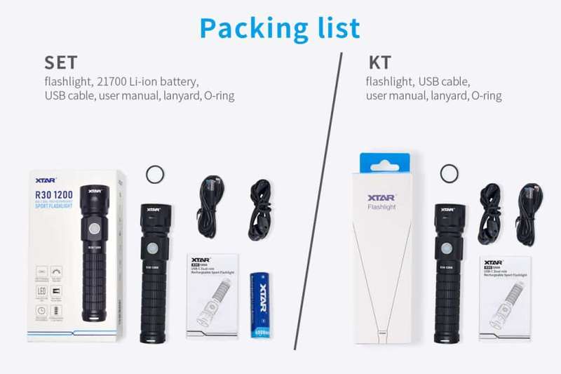 XTAR R30 1200lm Sports Flashlight Set for Outdoor Use