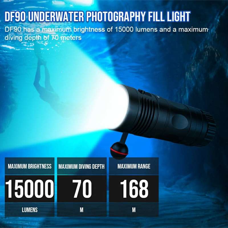 TrustFire DF90 15000 Lumen 168m Diving Flashlight