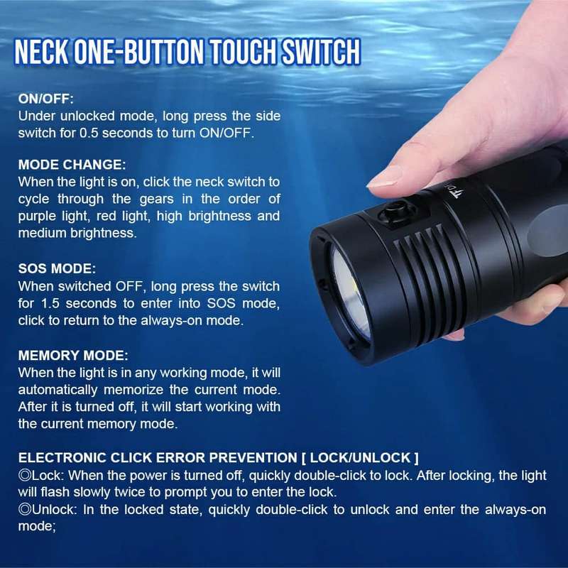 TrustFire DF90 15000 Lumen 168m Diving Flashlight