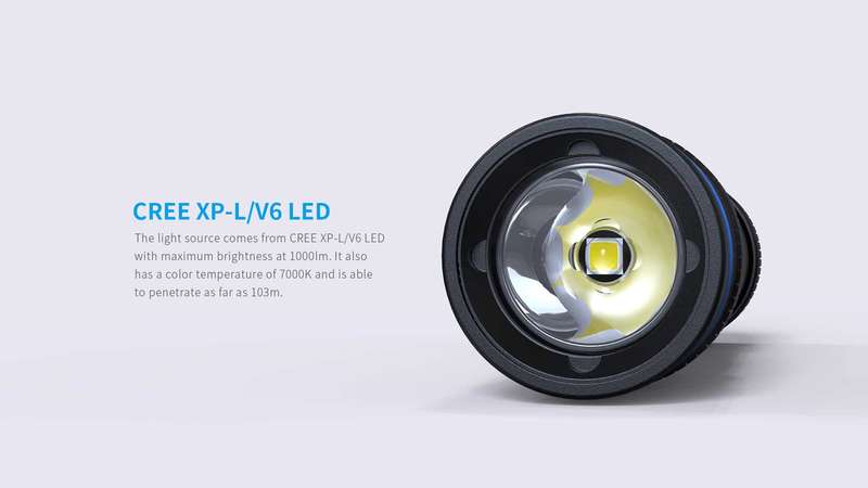 XTAR D20 1000 lumen Dive Light