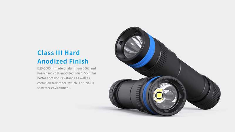 XTAR D20 1000 lumen Dive Light