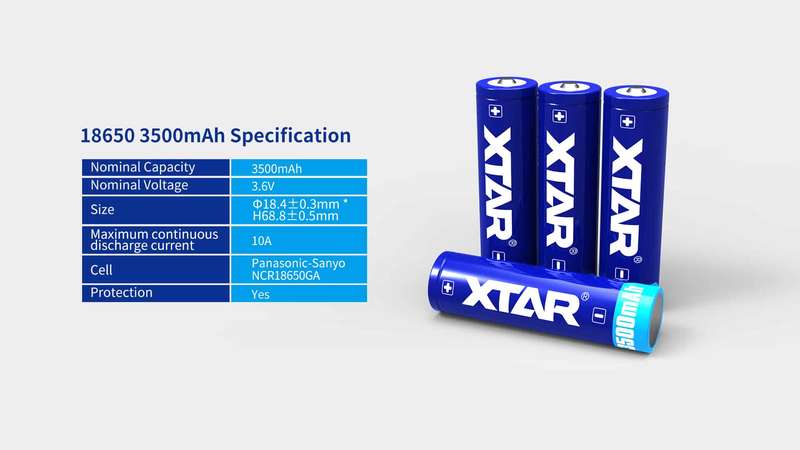 XTAR 18650 3500mAh 10A Protected Battery