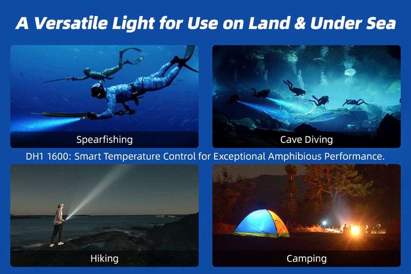 XTAR Hunter DH1 1600 Lumens Dive Light for Spearfishing