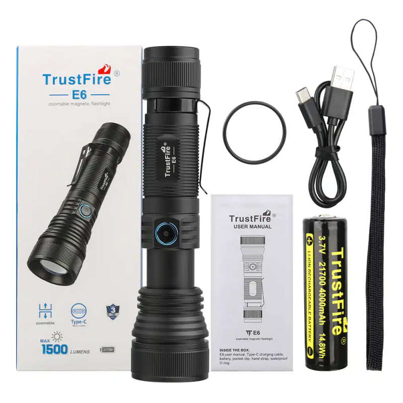 TrustFire E6 1500 Lumens Zoomable Flashlight with 550m Throw