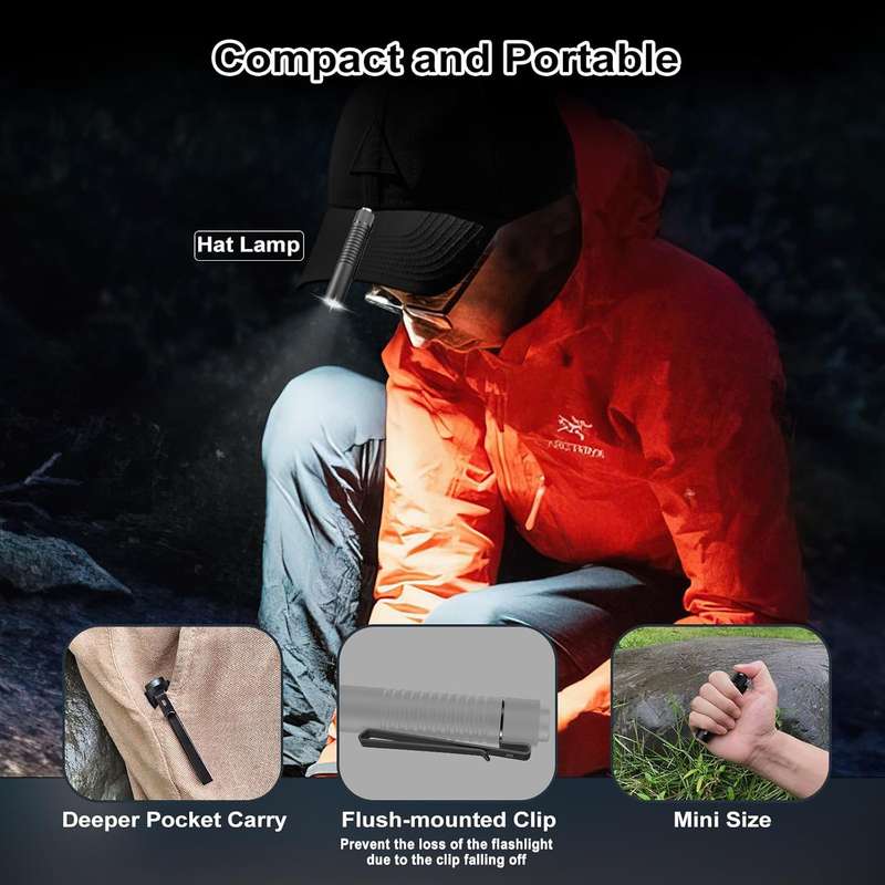 Vtiger T1A 1300 Lumen 170m Throw 14500/AA Rechargeable EDC Flashlight