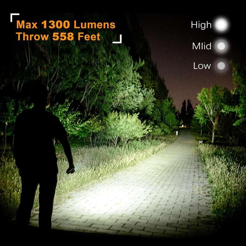Vtiger T1A 1300 Lumen 170m Throw 14500/AA Rechargeable EDC Flashlight