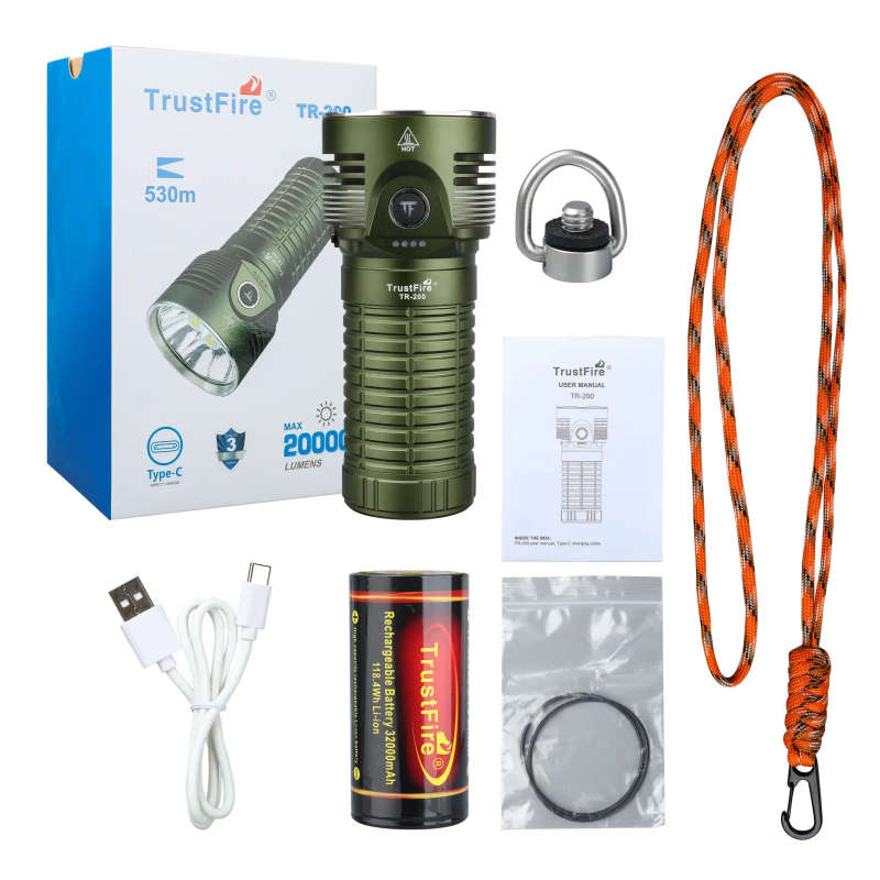 TrustFire TR-200 Flashlight - 20,000 Lumens, 500m Throw