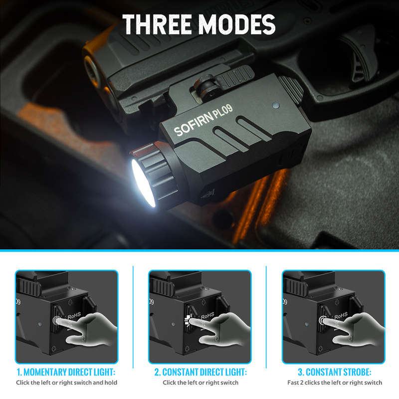 Sofirn PL09 1600 Lumen 212m Throw Rechargeable Pistol Light with Built-in Battery
