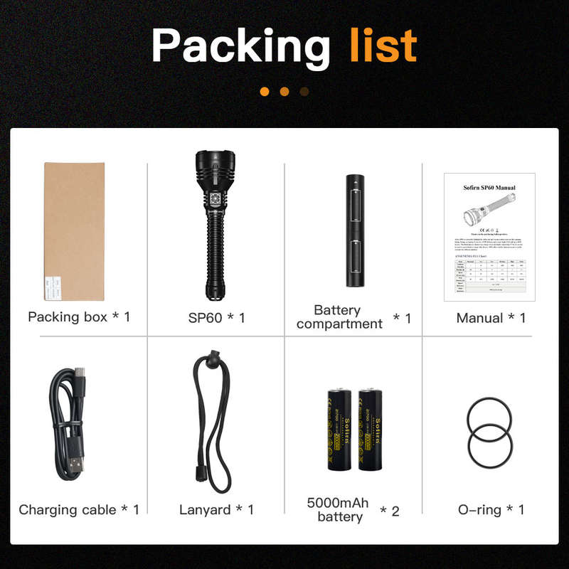 Sofirn SP60 6800 Lumen 915m Throw Rechargeable Flashlight with 21700 Batteries