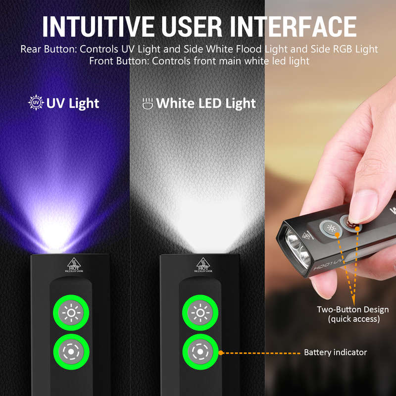 Wurkkos HD01 UV 1200 Lumen 157m Throw Rechargeable EDC Flashlight with Built-in Battery
