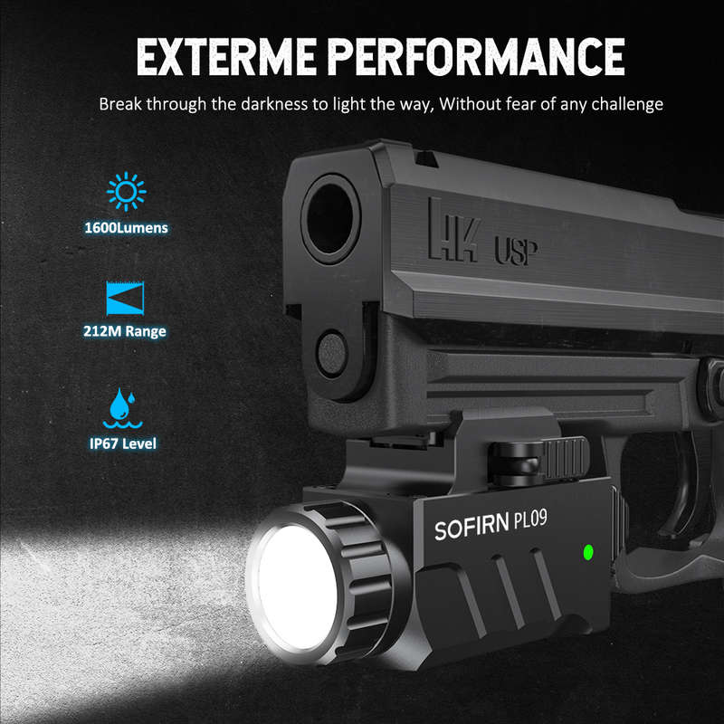 Sofirn PL09 1600 Lumen 212m Throw Rechargeable Pistol Light with Built-in Battery