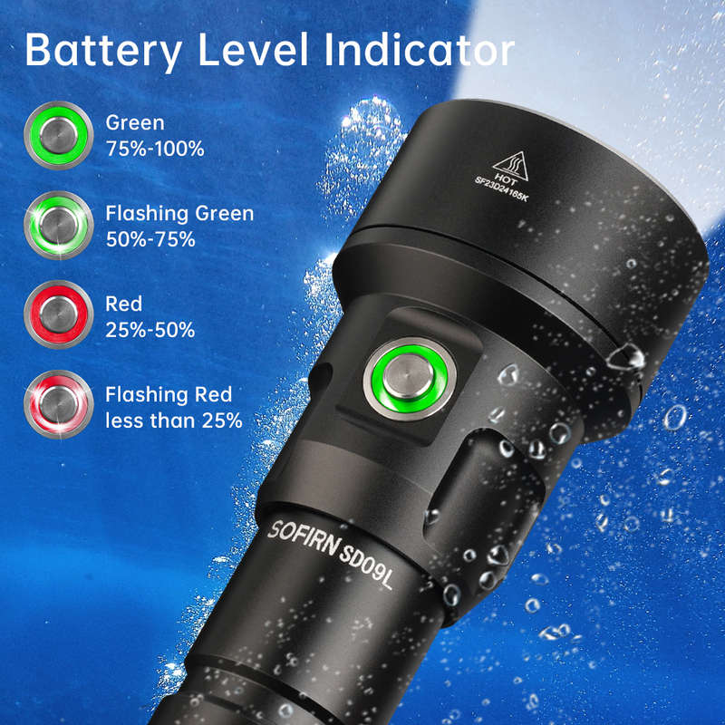 Sofirn SD09L 6800 Lumen 542m Throw Rechargeable Diving Flashlight with 21700 Batteries
