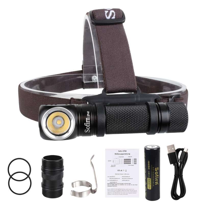 Sofirn SP40 1200 Lumen 136m Throw Rechargeable Headlamp with 18650 Battery