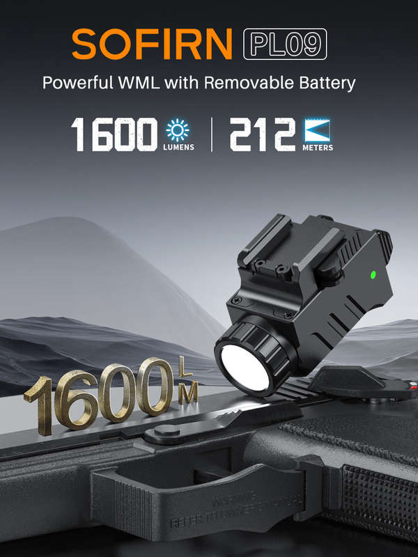 Sofirn PL09 1600 Lumen 212m Throw Rechargeable Pistol Light with Built-in Battery
