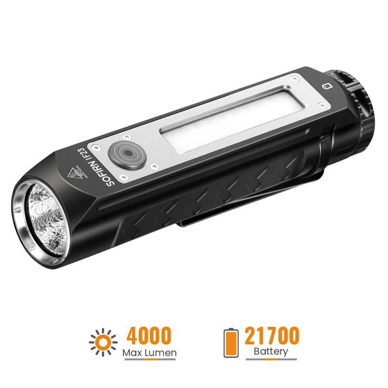 Sofirn IF23 4000 Lumen 247m Throw Rechargeable Flashlight with 21700 Battery
