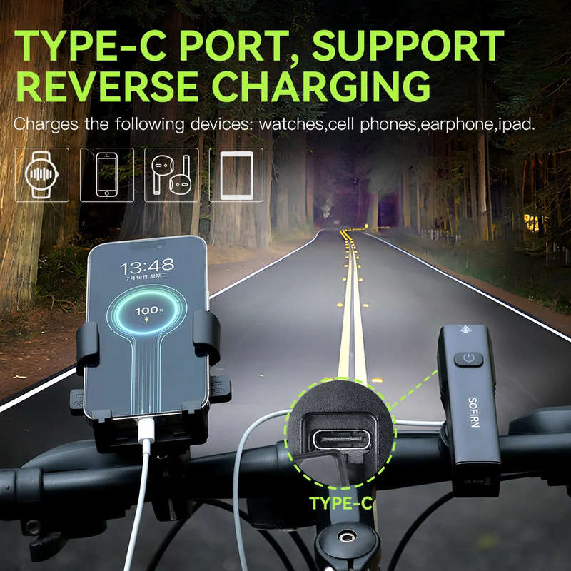 Sofirn BS01 2000 Lumen 277m Throw Rechargeable Bike Light with 21700 Battery and Powerbank