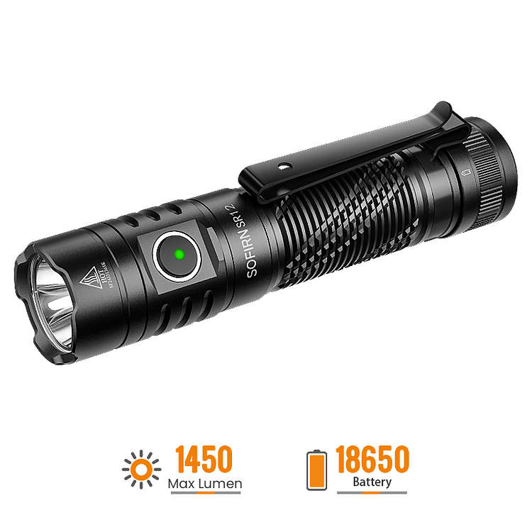 Sofirn SR12 1450 Lumen 130m Throw Rechargeable Flashlight with 18650 Battery