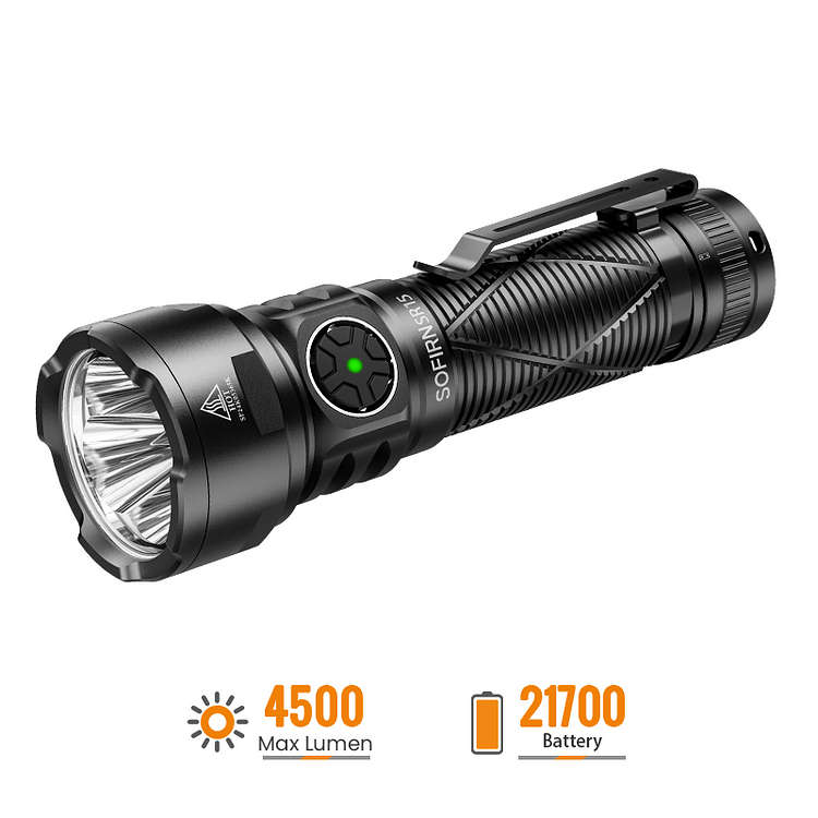 Sofirn SR15 4500 Lumen 510m Throw Rechargeable Flashlight with 21700 Battery