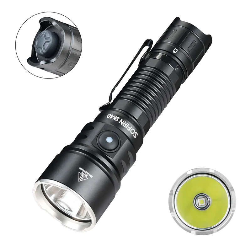 Sofirn SK40 3200 Lumen 580m Throw Rechargeable Tactical Flashlight with 21700 Battery